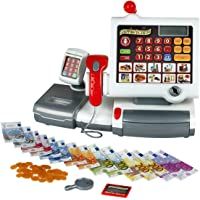 Theo Klein 9356 Caja registradora de juguete- Con teclado de lámina- función calculadora- terminal de pago con escáner y…